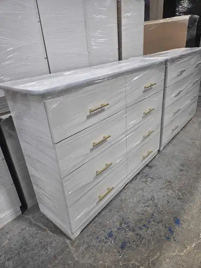 White 8 Drawer Dresser With Golden Handles, View more