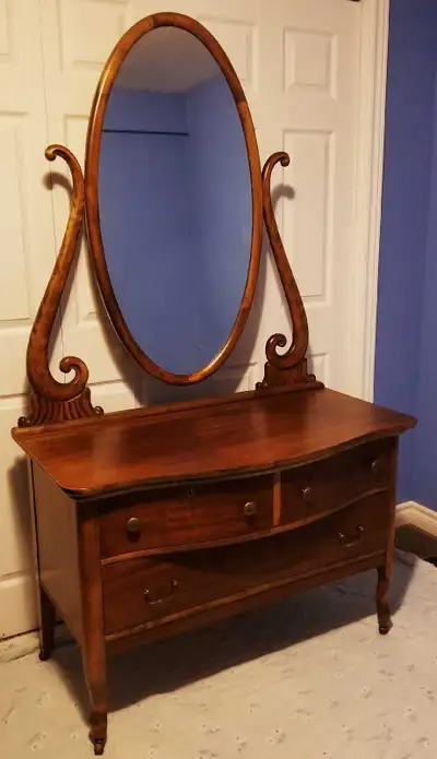 ANTIQUE BIG CHERRY LOWBOY DRESSER, View more
