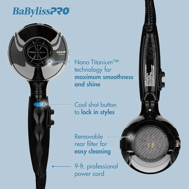 BaBylissPRO Nano Titanium Italian Portofino Hair Dryer - 2000W in General Electronics in Markham / York Region - Image 3