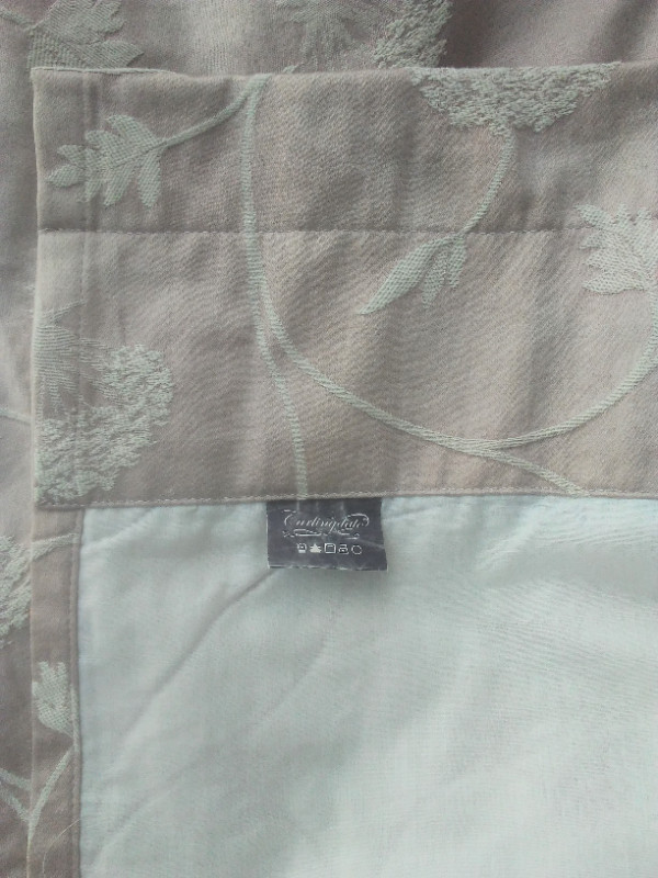 Pair of Mauve Brocade Lined Curtain Panels in Window Treatments in Kitchener / Waterloo - Image 2