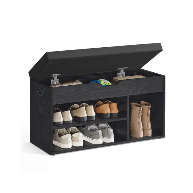 Storage Bench with Cushion, Shoe Bench with Padded Seat, 3 Compa in Storage & Organization in Markham / York Region - Image 3
