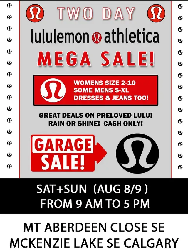 Massive Lululemon Garage Sale! Aug 9th! 9am-5pm
