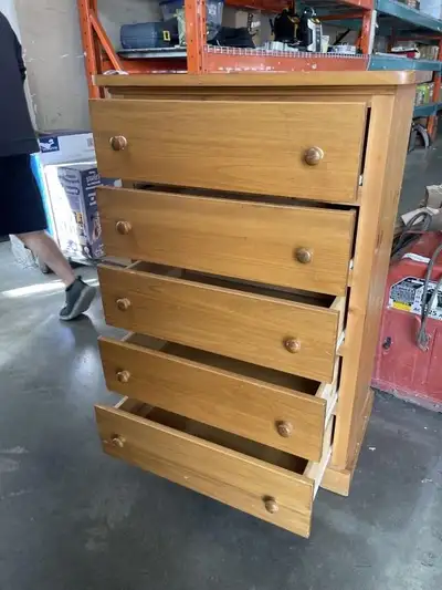 5 DRAWER HIGH BOY DRESSER - PINE -, View more