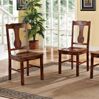 Walker Edison Dark Oak Wood Dining Chairs, Set of 2