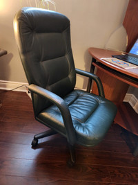 LEATHER DESK CHAIR ON CASTERS