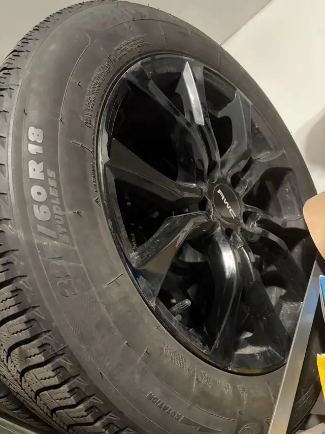 4 Black Glossy Rims 18” mounted on Michelin X-Ice Xi3 Tires in Tires & Rims in Kitchener / Waterloo - Image 3