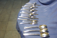 PLATED SILVER SIX PLACE SETTING PLUS THREE SERVING SPOONS
