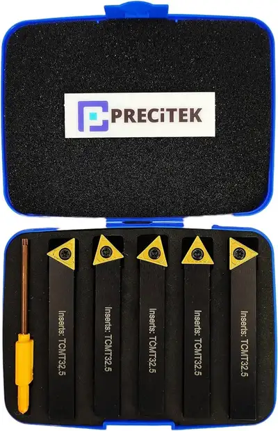 Indexable Turning Tool Set 5 Pcs/Set 1/2" with Carbide TiN Coate, View more