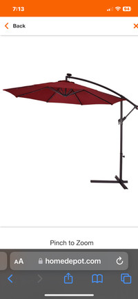 10” Steel market patio umbrella -Red canvas 