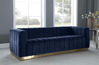 Velvet couch navy blue 