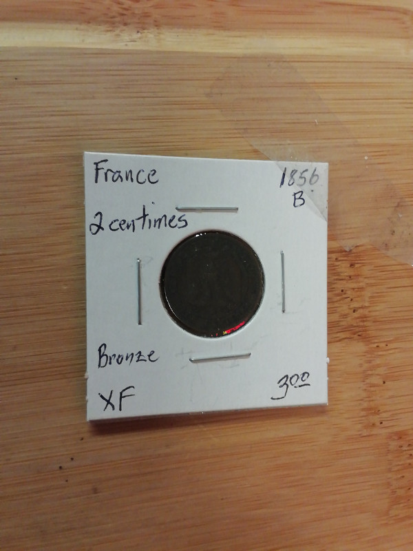 1856 france 2 centimes Bronze XF B token in Arts & Collectibles in Mississauga / Peel Region