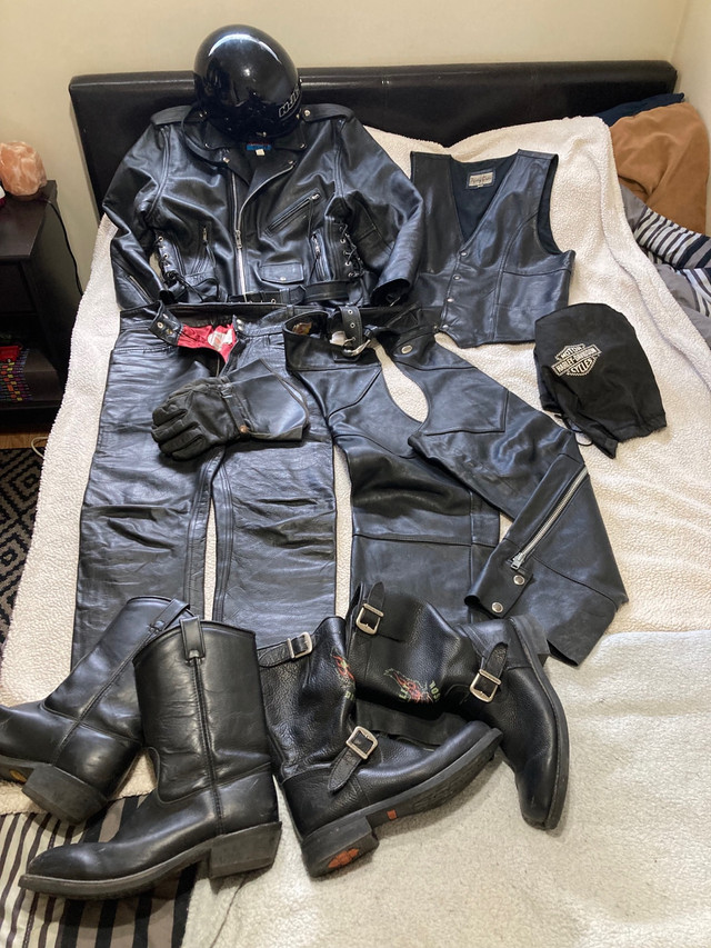 Full set of motorcycle leathers, boots,helmet, gloves  in Other in Whitehorse