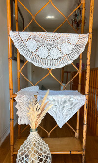 (3) Vintage Handmade Crochet Decorative Accents  Boho