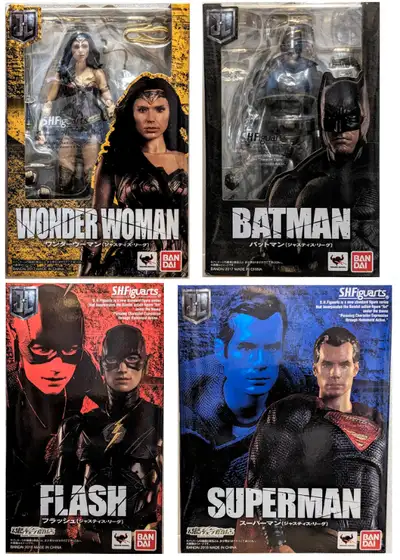 Pre-Owned S.H. Figuarts Justice League movie figures. Figures and Boxes are in great Condition. Was...