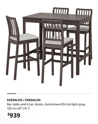 Ikea EKEDALEN Bar Table and 4 Chairs