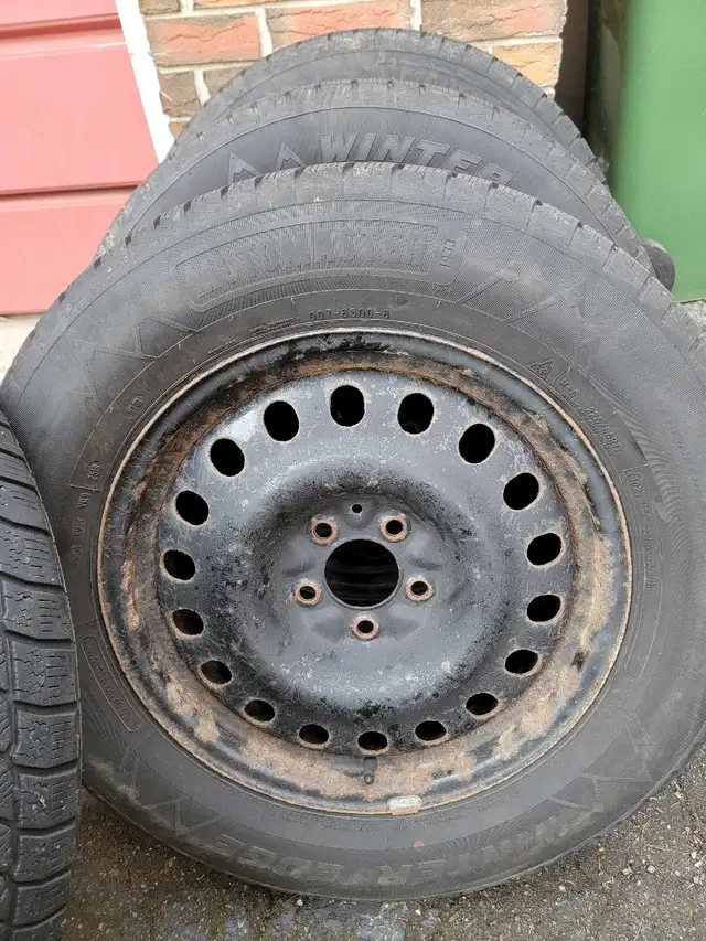 snow tires :4  x  225/65 r 17 on rims. in Tires & Rims in Hamilton - Image 5