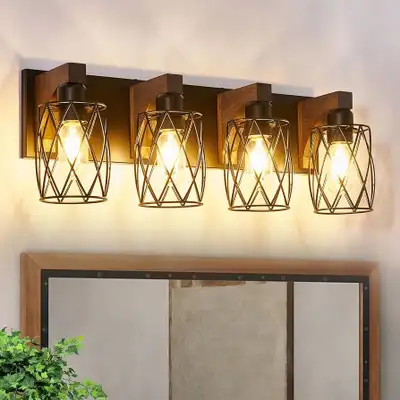 4-Light Farmhouse Bathroom Vanity Light, View more