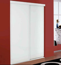 Flat panel white sliding closet door