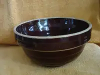 vintage brown stoneware mixing bowl