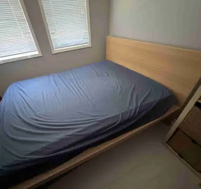 IKEA MALM bed frame + mattress QUEEN good condition, View more