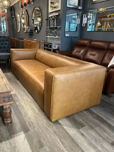 NEW Latravion 88'' Modern Genuine Leather Sofa Couch, View more