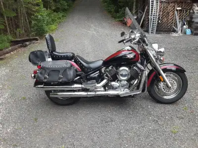 2002 Yamaha v star 1100. If you see it in the pics, it goes with the bike. New back tire last year....