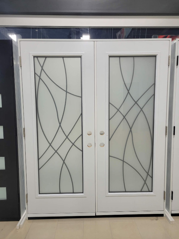 White Steel Double Door 66" with Full Wrought Iron in Windows, Doors & Trim in Markham / York Region - Image 2