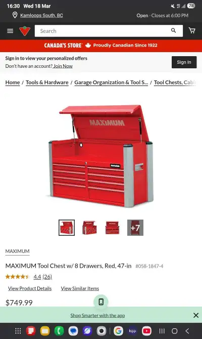 Maximum 47" Tool Cabinet & Chest Combo, View more