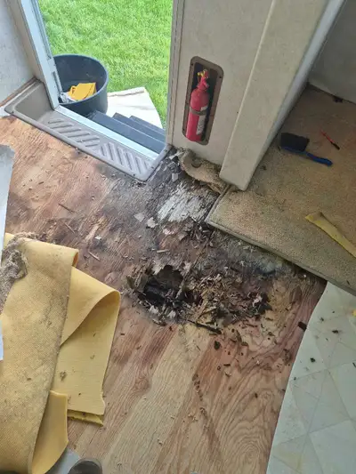 If you have an RV and water damage floor repair is just a call away we do stand up repair work on RV...