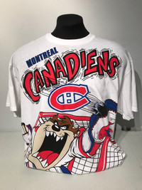 Vintage 1994 Montreal Canadiens Taz Goalie Looney Tunes T Shirt 