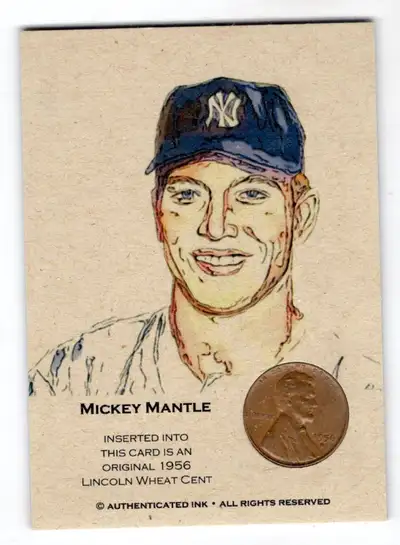 MICKEY MANTLE New York Yankees 1956 Penny Insert Baseball CARD, View more