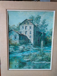  Original JL Keirstead textured oil print  Mill at Spirit R