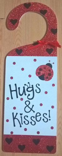 Door Hanger, Hugs and Kisses Sign, Nursery Decor, Valentine Deco