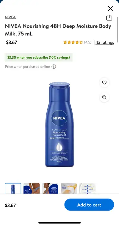 Brand new Nivea Nourishing Body Milk 75ml, View more