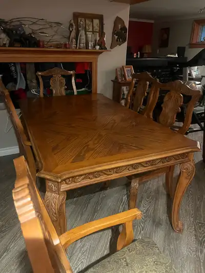 solid wood table set with buffet & hutch., View more