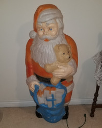 42 inch Vintage Santa blow mold holding teddy bear and toys