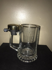Italian Clear Glass Beer Mug With Bicycle Bell Rings for Refill