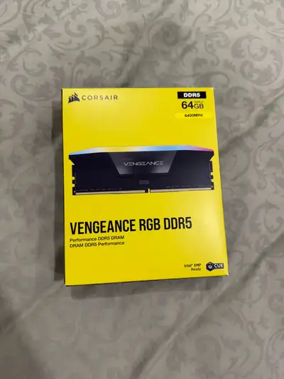 Used Corsair Vengeance RGB DDR5 64GB (4x16GB) 6400MHz RAM Intel XMP ready with CUE integration. The...