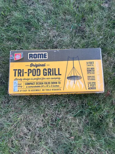 New ROME tripod campfire grill still in the box. Pickup South of Bon Accord