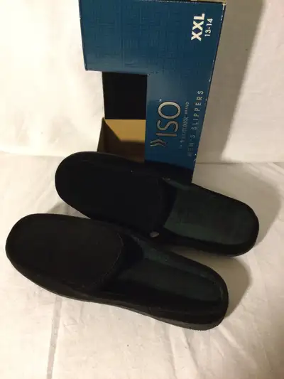 Indoor/outdoor soles. slip on house slippers for men faux wool house shoe with microterry lining and...