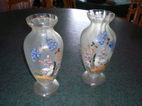 TWO ANTIQUE HAND PAINTED VASE