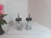 Skull2 Mason Jar Mug Glass Tumbler Cup with Cover and Straw,16oz