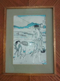 Vintage classic Japanese woodblock print - reproduction of "Tago