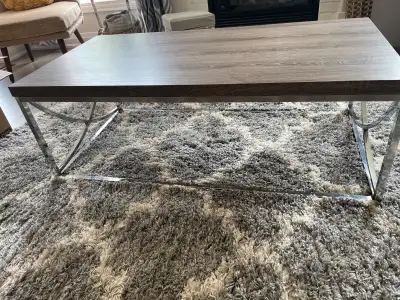 4 pieces Coffee table 47L x24W x 16H inches 2 square side tables 20 x20 x20 inches One round table 1...