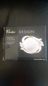 Brand New in Box- Verdici Design Porcelain bowl with gold plated