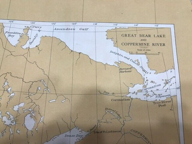 * Mackenzie River NWT , linen map, 1923, vintage, Norman to Hume in Arts & Collectibles in Yellowknife - Image 4