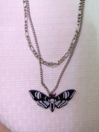 Gothic Skull Moth double chain Necklace *New!