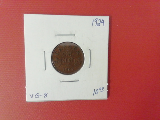 &gt;&gt;1924    Canadian 1 cent       VG-8 Small Penny&lt;&lt; in Arts & Collectibles in Mississauga / Peel Region