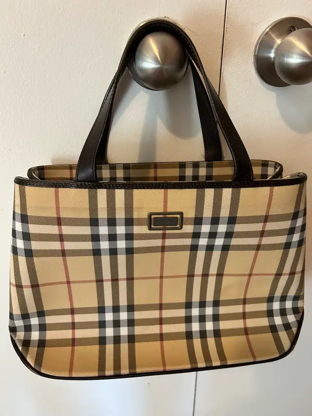 Burberry Nova Check Hand Bag PVC Leather Beige Dark Brown $175 in Women's - Bags & Wallets in Oakville / Halton Region - Image 2