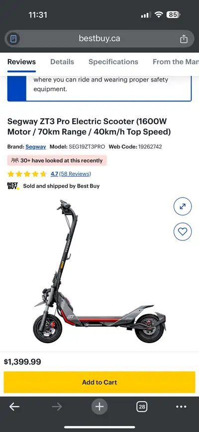 Segway ZT3 Pro Electric Scooter - brand new, View more
